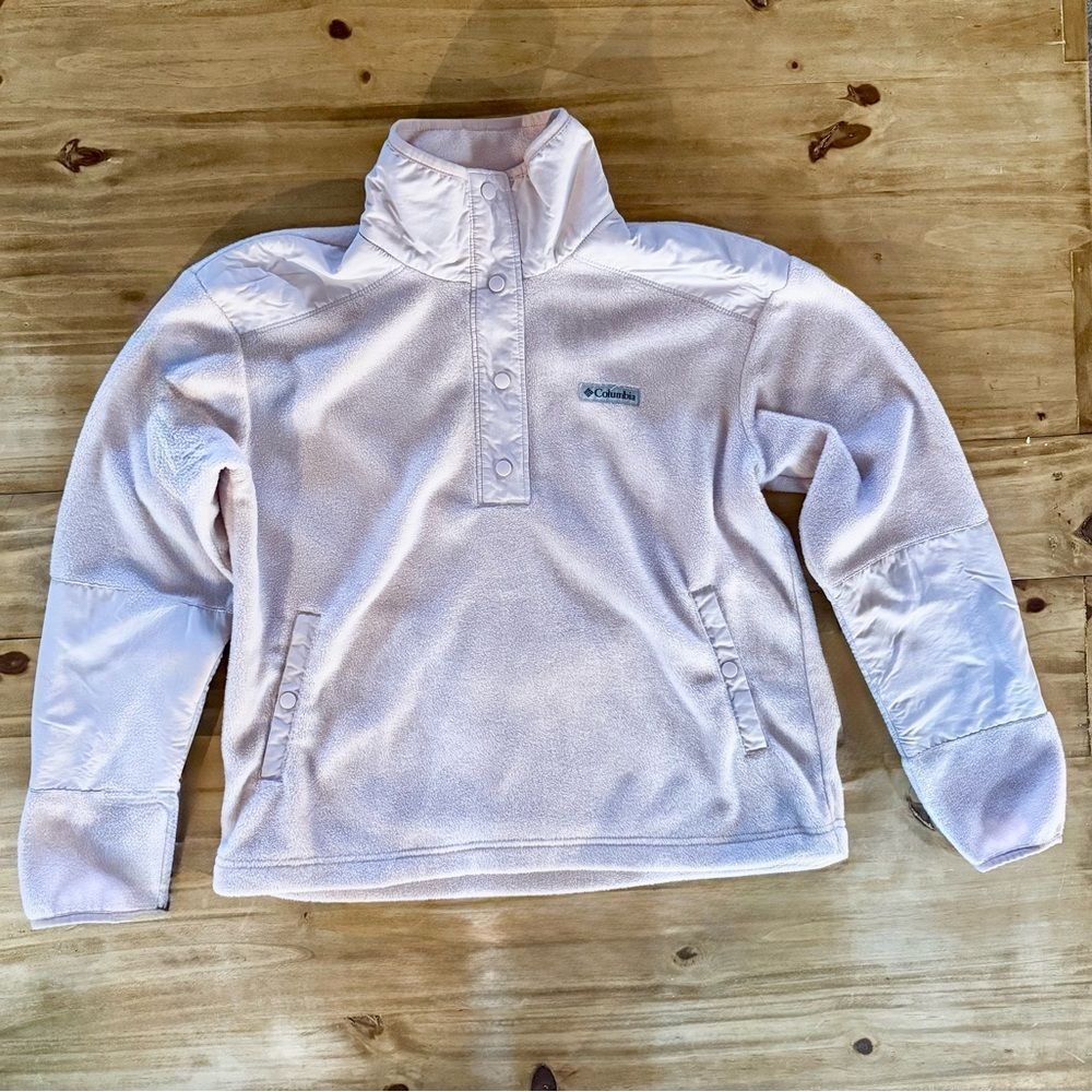 Columbia Pink Cropped Stand Collar Sweatshirt | S
